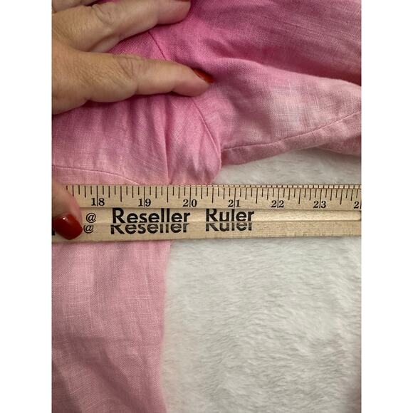 INC Pink Ombre 100% Linen Top 12 M L Beachy Pleated Back - Picture 7 of 8
